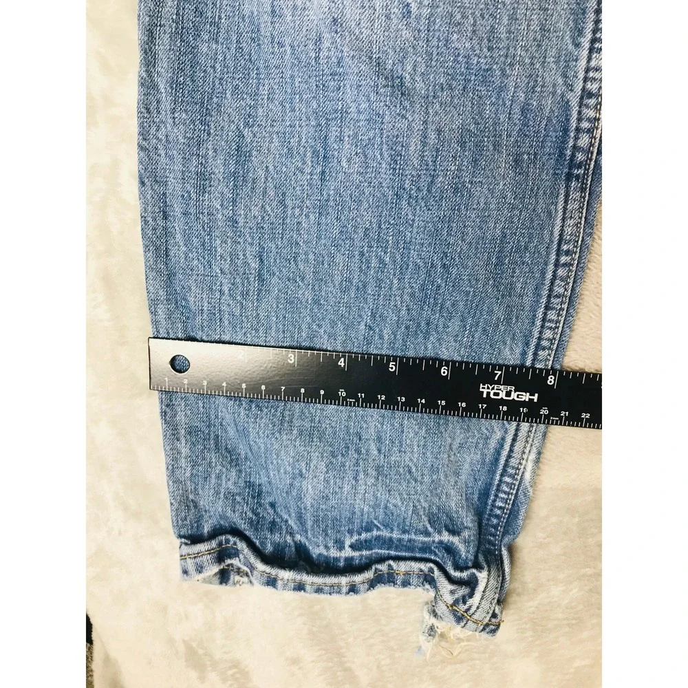 American Eagle Distressed Jeans Mens 30x31 Light Wash Straight Leg Frayed Hem